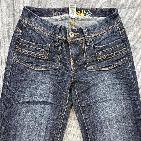 Mudd Womens Denim Capri Jeans Size 0 Embroidered Pockets Cuffed Hem Pockets Y2K - Picture 3 of 15